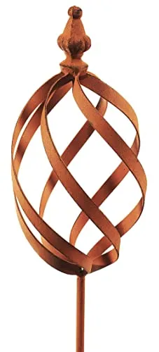 Kobolo Gartenstecker Rusty Marble, 101 cm, Metall braun in Rostoptik, dekorativer Spiralstecker, wetterfest & stabil, stilvolle Gartendeko für Terrasse, Balkon & Vorgarten