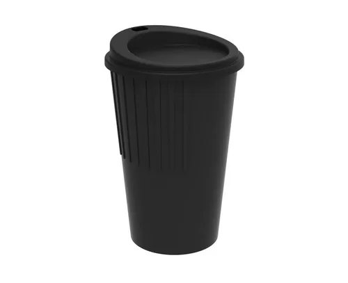 elasto Coffee-to-go-Becher Kaffeebecher 300ml Trinkbecher mit Deckel und Riffel, Made in Germany, BPA-frei, 100% recyclebar, Heißgetränke, Teebecher