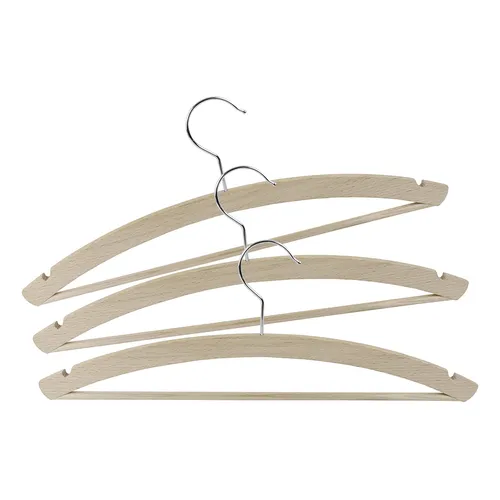 Bürstenmann Kleiderbügel FSC mit Steg und Rockkerben 43cm, natur, 3-teilig (1 Se