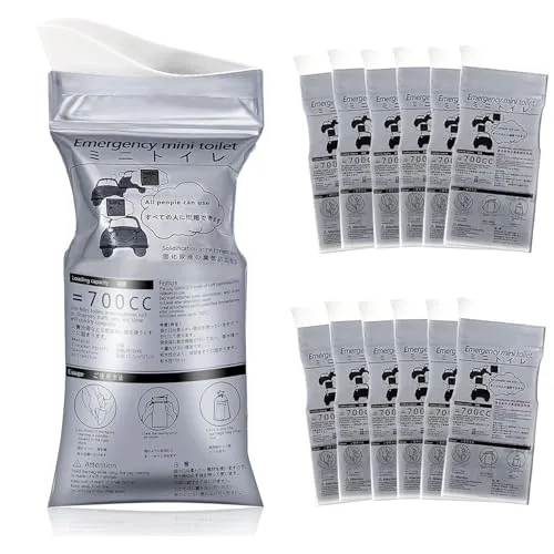 RQJLZ 12 Stück Einweg Urinbeutel für Unterwegs, Notfall-Toilettenbeutel, 700ml Pinkelbeutel für Unterwegs für Männer Frauen Kinder. Reisen, Stau, Camping, Wandern, Outdoor.