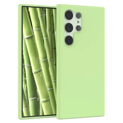EAZY CASE Premium Silikon Handyhülle kompatibel mit Galaxy S24 Ultra Slimcover mit Kameraschutz und Innenfutter, Silikonhülle, Schutzhülle, Bumper, Handy Case, Hülle, Softcase, Hellgrün