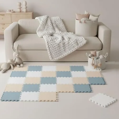 Teile Spielmatte Baby Puzzlematte 30x30 - Bunte Puzzlematte für Babys, ideal für das Kinderzimmer. Extra robust, rutschfest und abwaschbar – perfekt für sicheres Spielen und Krabbeln.