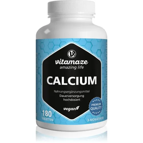 Hochdosierte Calcium Tabletten vegan - 180 Tabletten, 800 mg pro Tagesdosis - Kalziumpräparate: Hochdosierte Tabletten mit 800 mg Kalzium pro Tagesdosis für gesunde Knochen und Zähne, vegan und ohne Zusatzstoffe, Made in Germany.