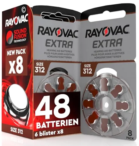 Hörgerätebatterien Rayovac Extra 312. 6x8 Stück 48