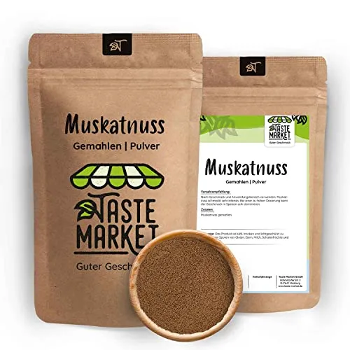 Muskatnuss gemahlen | Muskat Pulver | Ganze Muskatnüsse gemahlen | gerieben | aromatisches Gewürz 500 g