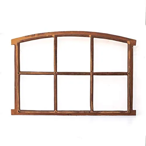 Eisenfenster mit Stichbogen - Antik-Form für Gartenmauer - Hochwertiges Eisenfenster im nostalgischen Design, ideal für Gartenmauern. Robust und dekorativ, bringt es Charme in jeden Außenbereich.