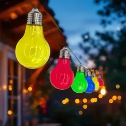 LED Solar Lichterkette mit 10 bunten LED Glühbirnen, mehrfarbig,Spetebo