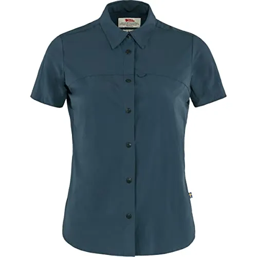 Fjällräven Damen High Coast Lite Bluse – Leichte Wanderbluse in Blau (Größe S) - Bluse aus funktionellem Stretchmaterial, ideal für sommerliche Wanderungen und Outdoor-Aktivitäten.