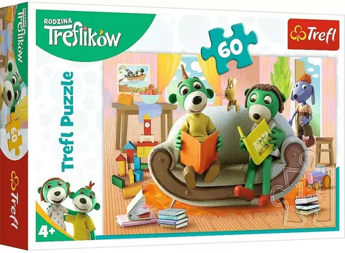 Trefl 17345 Zusammen lesen - Familie Treflik Puzzle mit 60 Teilen, fördert Kreativität und Lernspaß für Kinder ab 4 Jahren