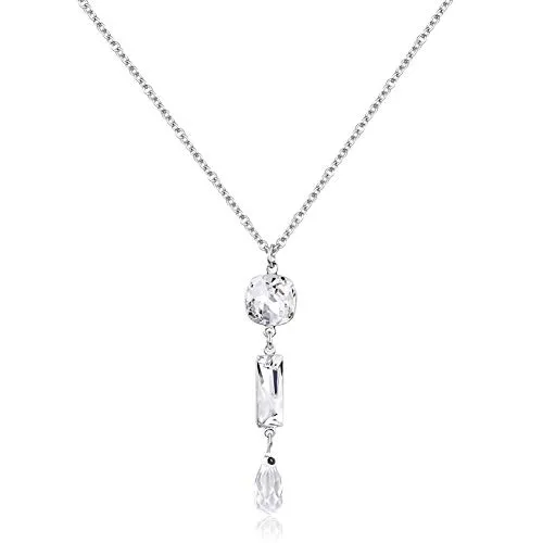 Nobel Damen-Kette Silber Marken Kristalle Crystal Halskette Damen SCHMUCK