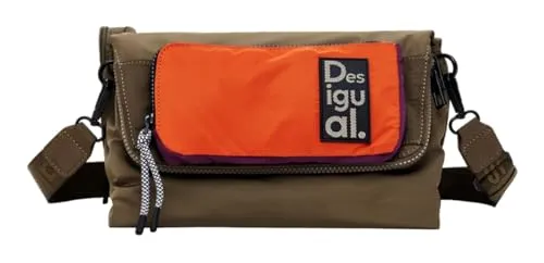Desigual Women's Nylon Across Body Bag, Green - Umhängetasche aus recyceltem Polyester, mit praktischem Reißverschluss und stylischem einfarbigem Design für umweltbewusste Fashionistas.
