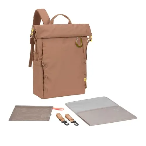 LÄSSIG Wickelrucksack Green Label, Outdoor Rolltop Backpack in beige von LÄSSIG
