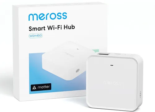 Meross Smart WiFi Hub - Smart Home Hub für bis zu 32 Meross Geräte, mit Matter-Protokoll und zuverlässigem Alarmsystem für eine nahtlose Smart Home-Integration.