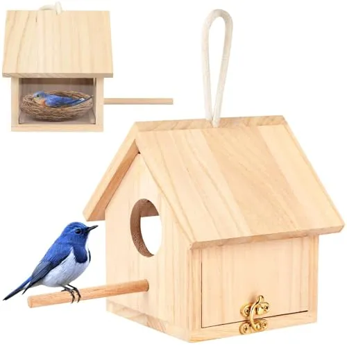 Vogelfutterhaus Holz, Vogelfutterhaus Zum Aufhängen, Vogelhaus Zum Aufhängen, Futterhaus für Vögel, Vogelhäuschen für Draußen, Vogelhaus Balkon, für Aufhängen in Draußen Gärten und Auf Balkonen