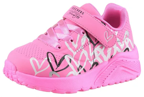 SKECHERS UNO LITE Sneaker für Kinder, Gr. 21, pink - Sneaker aus Lederimitat mit bunten Herzen, ideal für aktive Kinder. Der Klettverschluss sorgt für einfaches An- und Ausziehen, während die gepolsterte Innensohle für Komfort sorgt.