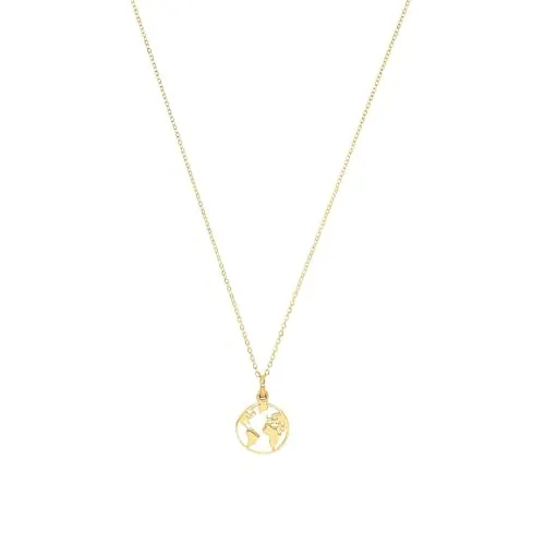 Amor Kette mit Weltkugel-Anhänger für Damen, 42 cm, Gold - Elegante Damenkette mit 375er Gold und Weltkugel-Anhänger, perfekt für Reise-Fans. Kommt in einer Geschenkbox und ist ein stilvolles Accessoire für besondere Momente.