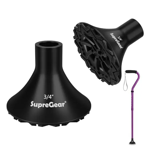 supregear Gummipuffer für Gehstöcke (2er-Pack), 19 mm All Terrain Gummispitze für Stock & Krücke, Robuster Verdickter Ersatzfuß für Gehstöcke, Faltstöcke