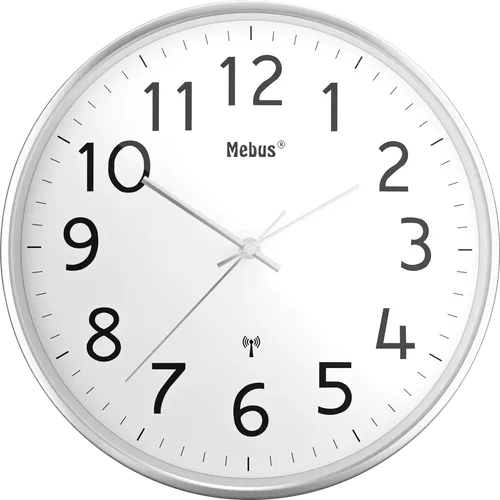 MEBUS 52680 Funk Wanduhr - Uhren & Wecker mit vollautomatischer Zeitpräzision, modernes Design und großen, gut lesbaren Ziffern – ideal für Zuhause, Büro oder Werkstatt.