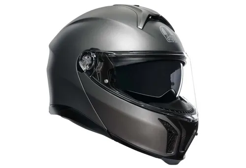 AGV Tourmodular Mono Klapphelm, grau, Größe S - Motorradhelm mit 2-stufigem Kinnschutzmechanismus für optimale Aerodynamik und komfortablen Fahrspaß bei hohen Geschwindigkeiten.