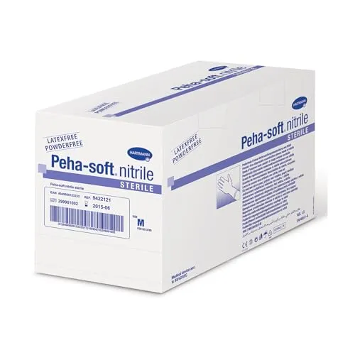 Peha-soft® nitrile sterile powderfree M - Medizinische Handschuhe, ideal für Verbandwechsel und Katheterisierungen. Puderfrei und latexfrei, perfekt für Allergiker. Hohe Strapazierfähigkeit und Schutz in Laboren und bei Chemikalien.