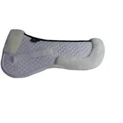 Engel Reitsport Sattelpad Sattelkissen Sattelpad SAKIS2 Lammfell & Baumwollsteppstoff Fellkranz weiß M (16 - 17,5 Inch) 56cm