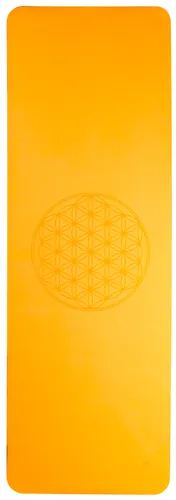 Blume des Lebens Yoga-Matte TPE ecofriendly - orange/grau - Sportmatte mit hervorragender Rutschfestigkeit aus umweltfreundlichem TPE-Material, ideal für Yoga, Pilates und Fitness, in einem bezaubernden Design.