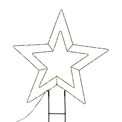 LED Gartenstecker Stern Silhouette mit Timer und Dimmer - 65 x 50 cm - Weihnachtsbeleuchtung mit 240 warmweißen LEDs, ideal für stimmungsvolle Adventsdekoration im Garten. Praktischer Timer und Dimmer für individuellen Lichteffekt.