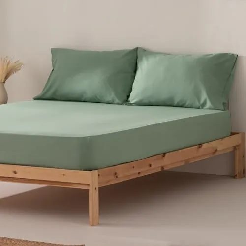 GAMUSI Spannbettlaken, 180 x 200 x 30 cm, 100 % Baumwolle, atmungsaktiv, verstellbar, Wasserfarben