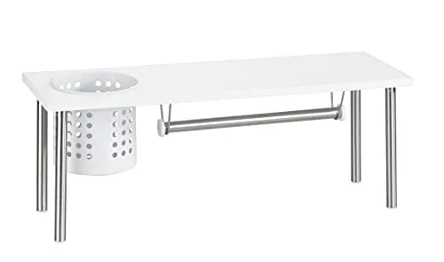 WENKO Universalregal mit Rollenhalter Blanco, Küchenregal mit Halterung für Küchenrolle und Utensilienhalter, MDF, Weiß, 55 x 21 x 18 cm, 54779100
