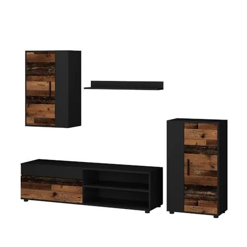 Vicco Wohnwand Berno, Braun/Anthrazit, 4-teiliges Set von Vicco