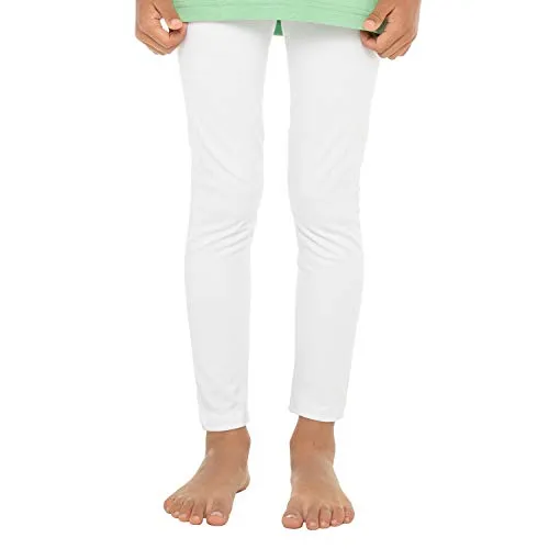 Celodoro Kinder Leggings, stretchige Jersey Hose aus Baumwolle - Weiss 122-128