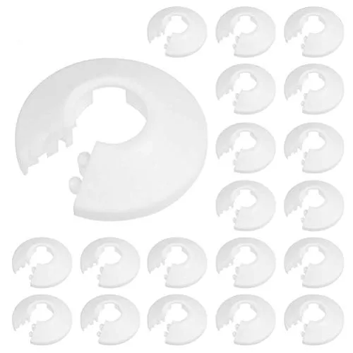 BUYGOO Rohrabdeckungen Heizungsrohr Rohr Abdeckung Rohrkragen Rohrmanschetten 20PCS Kunststoff Heizkörper Rohrabdeckungen Rohrschellen für Heizkörper Heizkörper 16mm Durchmesser Rohr (Weiß)