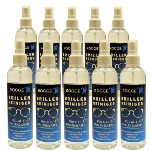 ROGGE Brillenreiniger 250ml, für streifenfreien Glanz mit Anti-Statik -Effekt. Brillen Reiniger Spray der Extraklasse bietet Ihnen die ultimative Lösung für glasklare Sicht. (10)