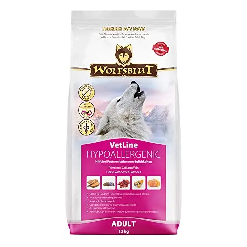 Wolfsblut Hypoallergenic VetLine - 12 kg Hundefutter, ideal bei Futtermittelallergien und -unverträglichkeiten, mit hochwertigem Pferdefleisch und getreidefreier Rezeptur