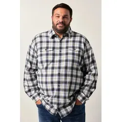 Men Plus Businesshemd Men+ Karo-Flanellhemd Langarm Kentkragen bis 8 XL weiß 6XL
