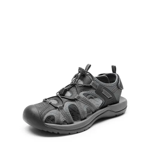 DREAM PAIRS Herren Sandalen Strand Wandersandale Trekkingsandalen Outdoorschuhe Sommer Freizeitschuhe Sport-Outdoor Wasser Atmungsaktive Sandale,Size 44,Schwarz/Dunkelgrau,DMUMST2505