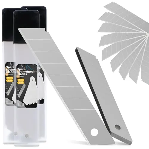 30x Abbrechklingen 18 mm Cuttermesser Klingen Cuttermesserklingen Teppichmesser Cutter Ersatzklingen Kattermesserklinge Gerade Schneide Hochwertigem Stahl Scharf