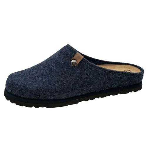 Fischer Markenschuh Damen Pantoletten, Frauen Hausschuhe,Latschen,Schlappen,gaeste-Hausschuhe,hausschlappen,hauslatsch,treter,Jeansblau,40 EU / 7 UK