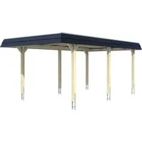 Skan Holz Carport Wendland Natur 362 x 628 cm mit Alu-Dach