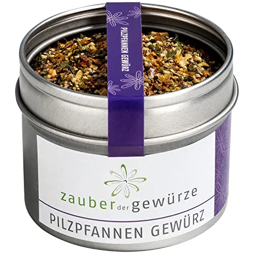Zauber der Gewürze Pilzpfanne Gewürz - wunderbare Würze für deftige Pilzgerichte mit Champignons, Steinpilzen oder Austernpilzen, Top-Qualität in wiederverschließbarer Aroma-Dose, 50 g