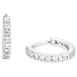 Amor Creolen 925 Sterling Silber mit Zirkonia, 1,2 cm - Elegante Ohrringe aus 925 Sterling Silber, besetzt mit 30 funkelnden Zirkonia. Ideal als zeitloses Geschenk in einer Schmuck Geschenk Box – für besondere Momente!
