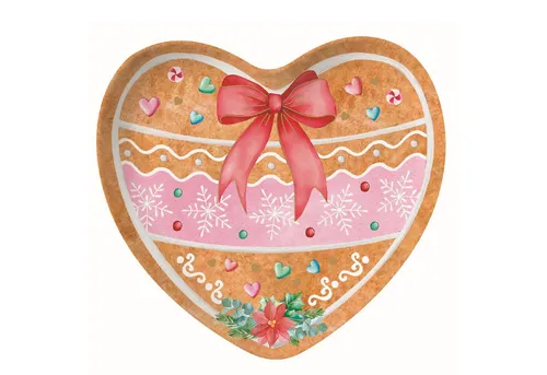 EasyLife Servierplatte Sweet Christmas, Porzellan, Spülmaschinengeeignet, Mehrfarbig, Lebkuchenherz, H: cm
