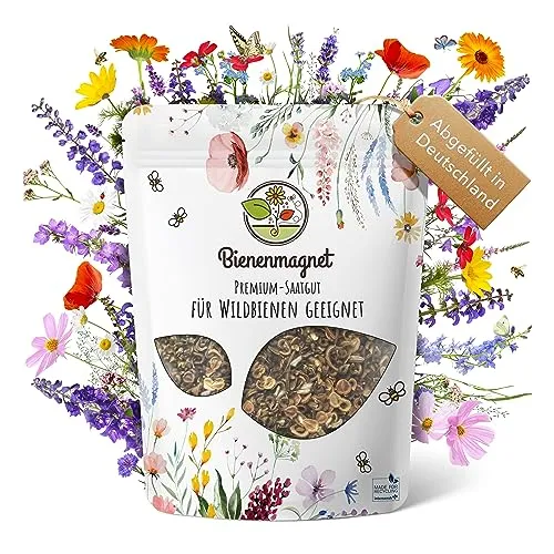 500g Premium Wildblumensamen - Farbenfrohe Blumenwiese für Bienen & Schmetterlinge - Blumensamen & -pflanzen für eine nektarreiche Blütenpracht, die Bienen und Schmetterlinge anzieht. Pflegeleicht und ideal für nachhaltige Gärten.