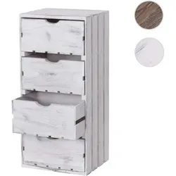 Kommode HWC-C62, Schubladenkommode im Shabby-Look - Sonstige Dekoartikel mit 4 Schubladen, aus hochwertigem Paulowniaholz, fertig montiert und vielseitig als Aufbewahrungskiste nutzbar.