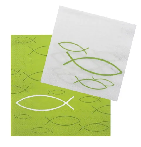 Servietten Fisch Grün Tischdeko Kommunion Konfirmation SET 20+20 Stück