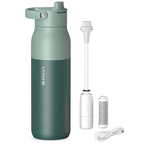 BRITA LARQ iQ Digitale Filter Trinkflasche grün (1 L) inkl. Hydration Tracking (App), Aktivkohle Wasserfilter & UV-C – neutralisiert 99,99% Bakterien & filtert Mikroverunreinigungen, PFAS & mehr