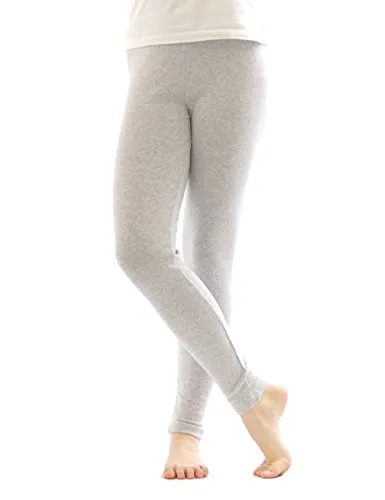 YESET Thermo Leggings Leggins Hose lang aus Baumwolle Fleece warm dick weich hellgrau M