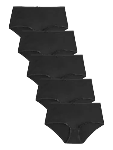 NEXT Damen Midi-Slips mit hohem Baumwollanteil, 5er-Pack Schwarz 48