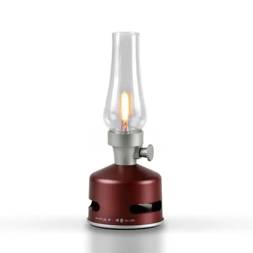 MoriMori Design-Leuchte mit Lautsprecher (raspberry-red) - Tragbare Bluetooth-Lautsprecher mit eleganter Gasleuchten-Optik, 10 Stunden Akkulaufzeit und spritzwassergeschützt – ideal für drinnen und draußen!