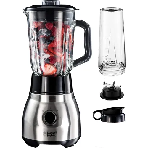 Russell Hobbs Standmixer 2-in-1 mit To-Go-Trinkflasche - Standmixer mit 1,5L Glasbehälter und 600ml BPA-freiem To-Go-Becher, ideal für Smoothies und Cocktails - mit Impuls- und Ice-Crush-Funktion für perfekte Ergebnisse.